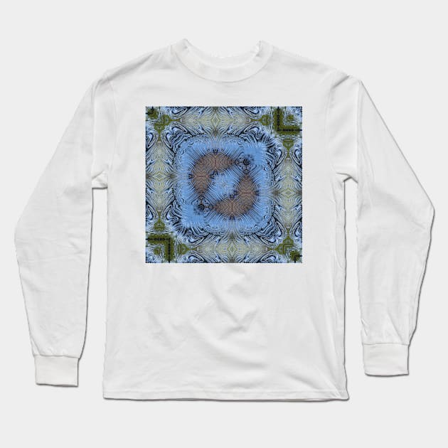 SQUARE DESİGN OF SHADES OF SKY BLUE. A textured floral fantasy pattern and design Long Sleeve T-Shirt by mister-john